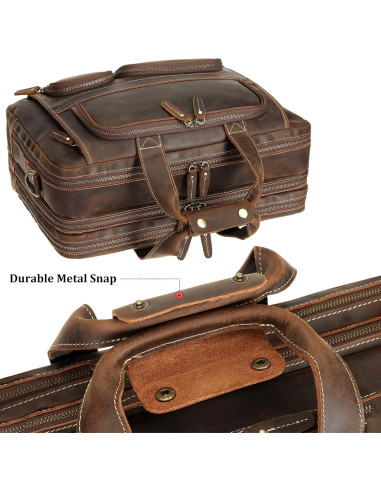 Maletín Grande de Cuero Polare para Hombres 17.5" Marrón