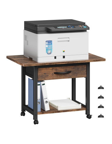 Soporte de Impresora Grande YAOHUOO 2 Niveles con Cajón Marrón