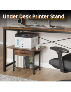 Soporte de Impresora Grande YAOHUOO 2 Niveles con Cajón Marrón 2