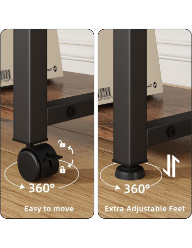 Soporte de Impresora Grande YAOHUOO 2 Niveles con Cajón Marrón