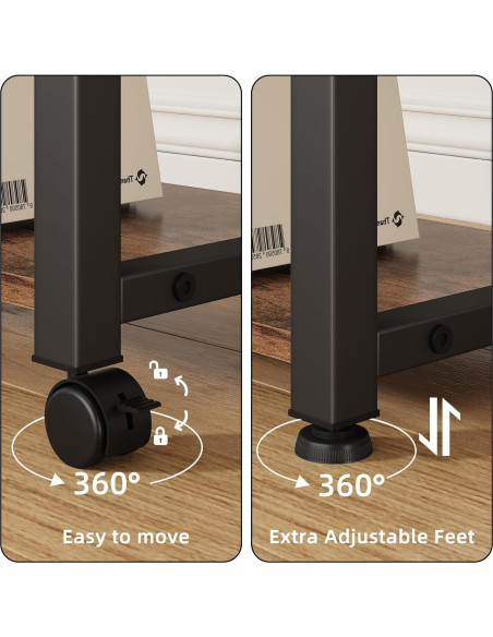 Soporte de Impresora Grande YAOHUOO 2 Niveles con Cajón Marrón