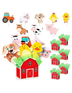 6 Sets Decoraciones Fiesta Animales Granja Seenelling