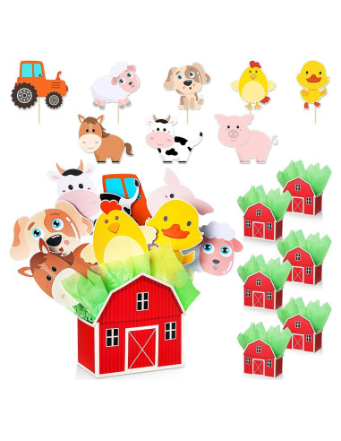6 Sets Decoraciones Fiesta Animales Granja Seenelling
