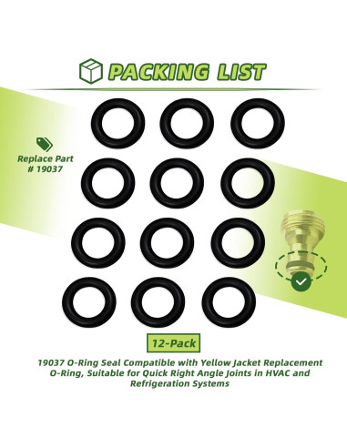 Sellos O-Ring 12 Piezas Compatible Yellow Jacket 1/4"
