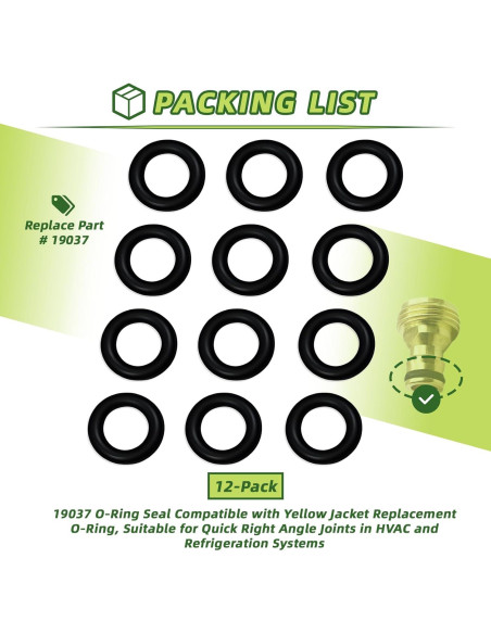 Sellos O-Ring 12 Piezas Compatible Yellow Jacket 1/4"