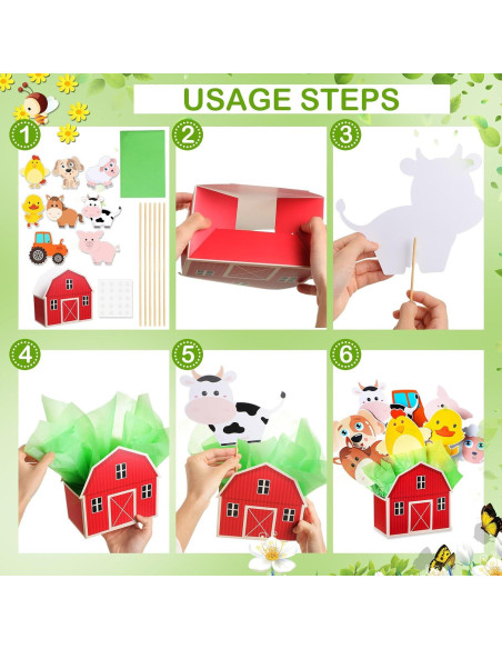 6 Sets Decoraciones Fiesta Animales Granja Seenelling
