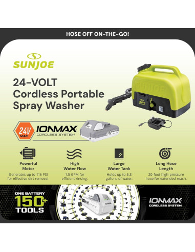 Lavadora a Presión Inalámbrica Sun Joe WA24C-LTE 5L 90W