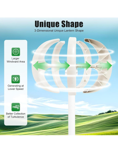 Generador de Turbina Eólica PIAOCAIYIN 12V 600W 5 Aspas