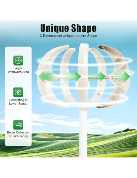 Generador de Turbina Eólica PIAOCAIYIN 12V 600W 5 Aspas