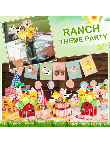 6 Sets Decoraciones Fiesta Animales Granja Seenelling