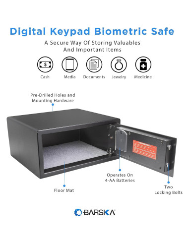 Caja Fuerte Digital Biométrica Barska AX13632 0.85 Pies