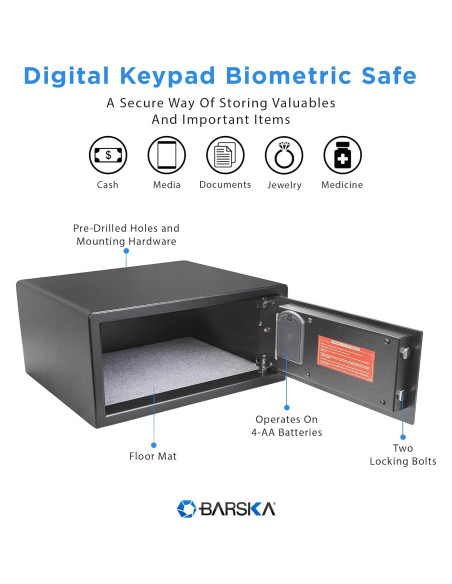Caja Fuerte Digital Biométrica Barska AX13632 0.85 Pies