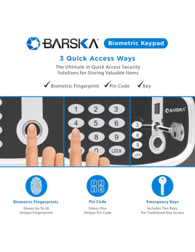 Caja Fuerte Digital Biométrica Barska AX13632 0.85 Pies