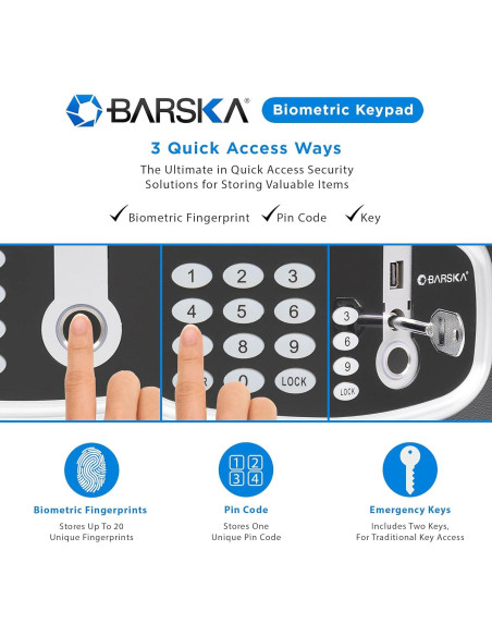 Caja Fuerte Digital Biométrica Barska AX13632 0.85 Pies