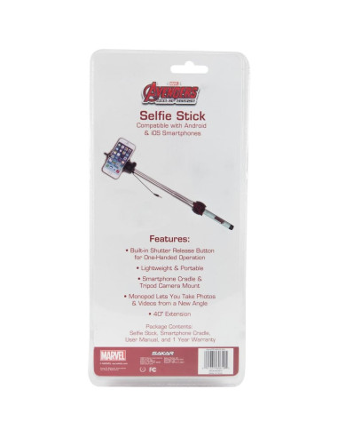 Palo de Selfie Sakar Avengers TR-46543 con Disparador Cableado