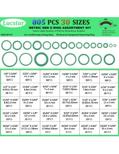 Kit de 805 Piezas Anillos O Lucstar para Aire Acondicionado 2