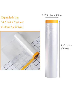 Película de Enmascarar con Cinta OULIGET 4.27x19.81m 2 Rollos 2