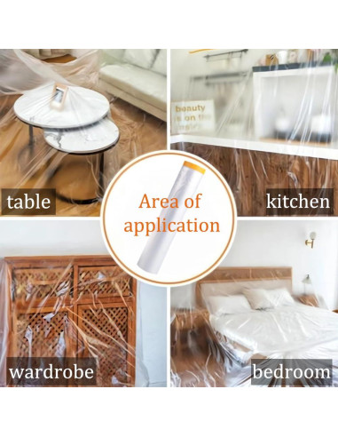 Película de Enmascarar con Cinta OULIGET 4.27x19.81m 2 Rollos