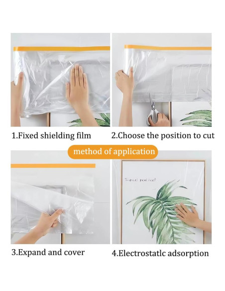 Película de Enmascarar con Cinta OULIGET 4.27x19.81m 2 Rollos