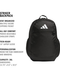 Mochila deportiva Adidas Striker Team unisex 36L negra 2