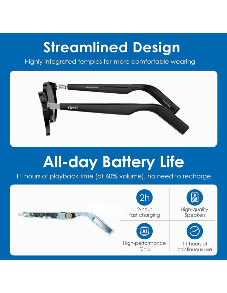 Gafas Inteligentes GetD Fotocromáticas Bluetooth 5.4