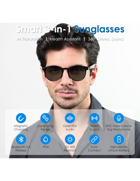 Gafas Inteligentes GetD con Bluetooth y Traducción AI
