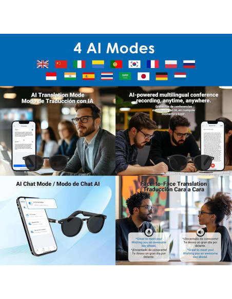 Gafas Inteligentes GetD con Bluetooth y Traducción AI