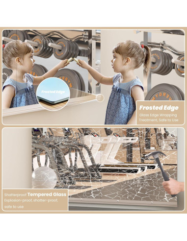 Espejo de Gimnasio Snowdool 121.9x60.9 cm 2 Piezas Vidrio Templado