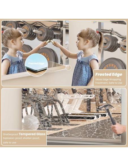 Espejo de Gimnasio Snowdool 121.9x60.9 cm 2 Piezas Vidrio Templado