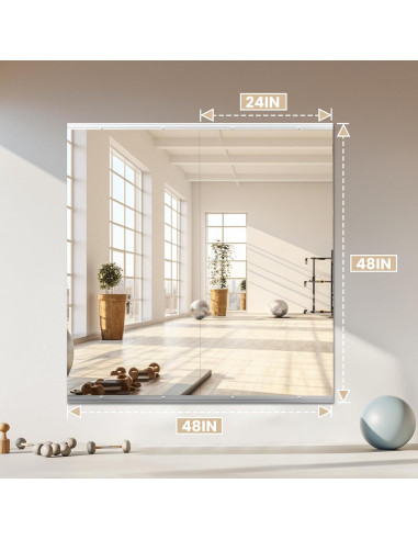 Espejo de Gimnasio Snowdool 121.9x60.9 cm 2 Piezas Vidrio Templado