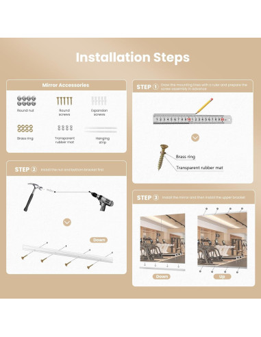Espejo de Gimnasio Snowdool 121.9x60.9 cm 2 Piezas Vidrio Templado