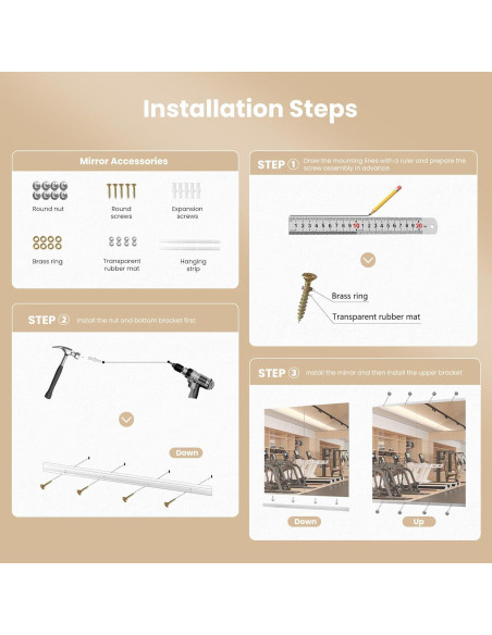 Espejo de Gimnasio Snowdool 121.9x60.9 cm 2 Piezas Vidrio Templado