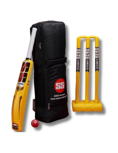 Conjunto de Cricket de Plástico SS con Bolsa Premium - 1 Bate, 3 Wickets, 1 Pelota