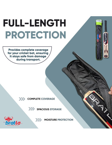 Funda de Bate de Cricket Bratla Pro Acolchada Negro/Verde