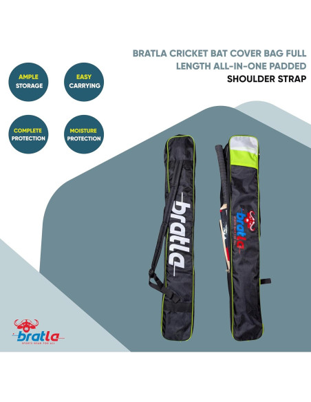 Funda de Bate de Cricket Bratla Pro Acolchada Negro/Verde