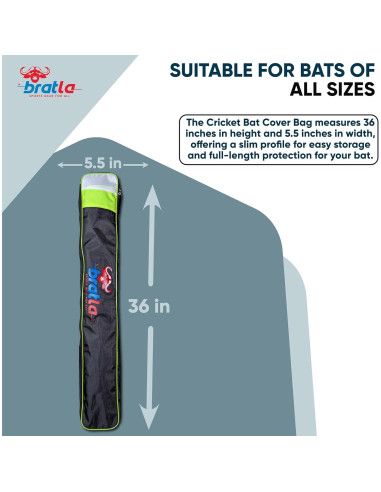 Funda de Bate de Cricket Bratla Pro Acolchada Negro/Verde