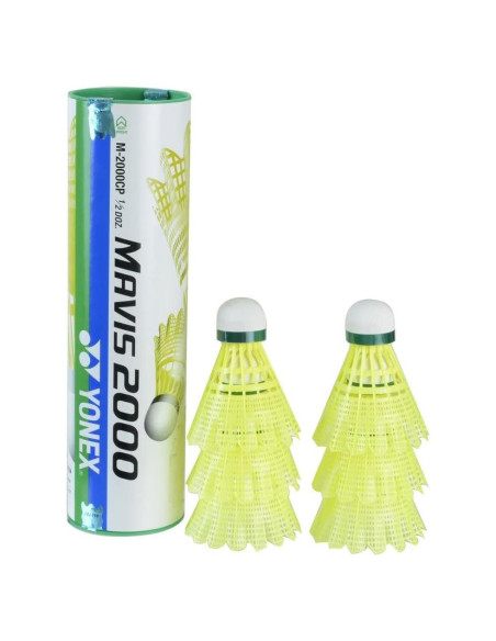 Volantes de Nylon YONEX Mavis 2000 Tapa Verde - Paquete de 6