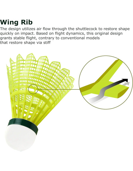 Volantes de Nylon YONEX Mavis 2000 Tapa Verde - Paquete de 6