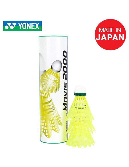 Volantes de Nylon YONEX Mavis 2000 Tapa Verde - Paquete de 6