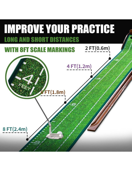 Alfombra de Putt GimiYaa Interior/Exterior 120x30 cm con Devolución Automática