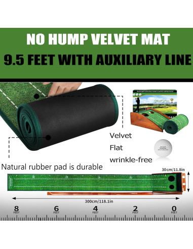 Alfombra de Putt GimiYaa Interior/Exterior 120x30 cm con Devolución Automática