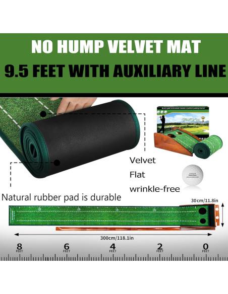 Alfombra de Putt GimiYaa Interior/Exterior 120x30 cm con Devolución Automática