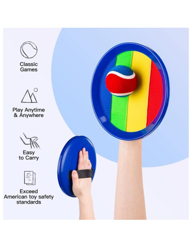 Juego de Lanzar y Atrapar EVERICH 4 Palas y 4 Pelotas