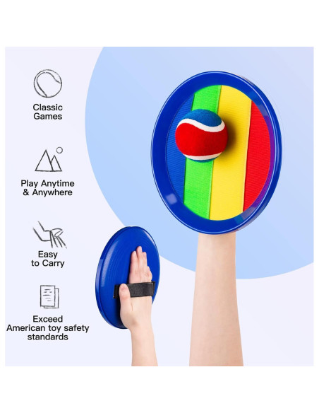 Juego de Lanzar y Atrapar EVERICH 4 Palas y 4 Pelotas