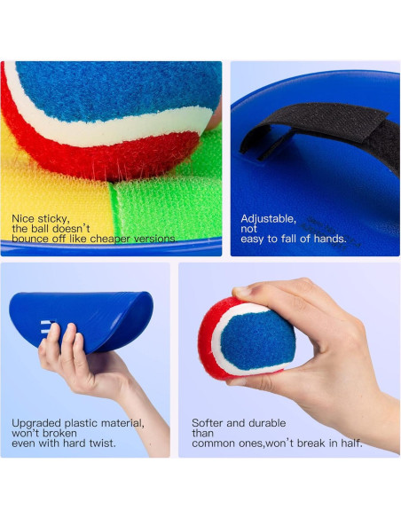 Juego de Lanzar y Atrapar EVERICH 4 Palas y 4 Pelotas