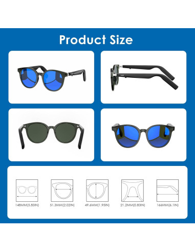 Gafas de sol inteligentes GetD con Bluetooth y traducción AI