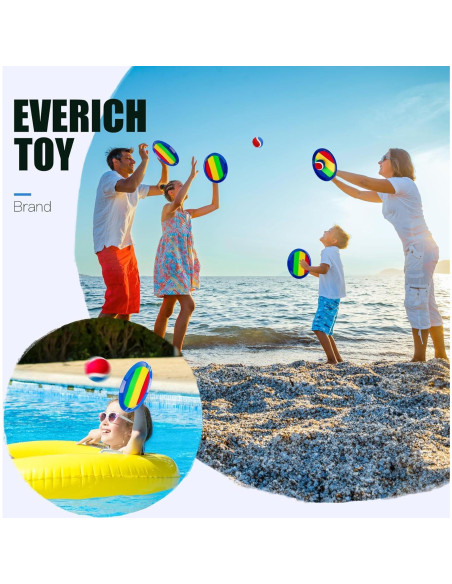 Juego de Lanzar y Atrapar EVERICH 4 Palas y 4 Pelotas