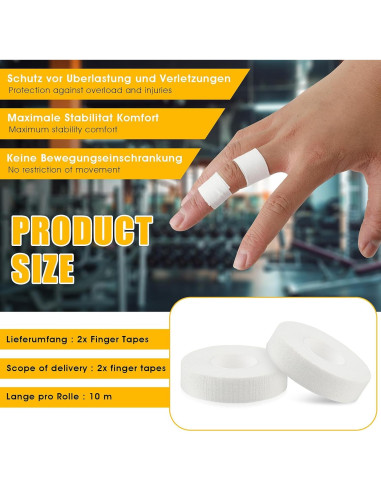 Cinta Atlética para Dedos COMNICO 2 Rollos Blanca 20x12 cm