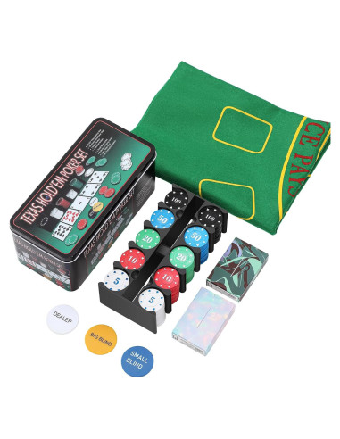 Juego de Póker Texas Holdem JolliLudo 200 Fichas y Accesorios