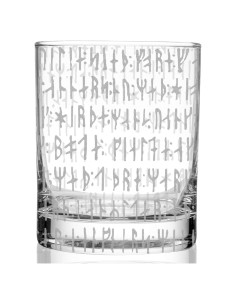 Vaso de Whisky de Vidrio Grabado con Runas Nórdicas 11oz